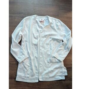 White Cross Womens White Waffle Knit Button Front Medical Scrub Jacket Size S
